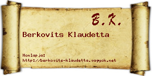 Berkovits Klaudetta névjegykártya